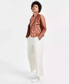 Асимметричная байкерская куртка из искусственной кожи для юниоров CoffeeShop, коричневый