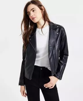 Асимметричная байкерская куртка из искусственной кожи для юниоров CoffeeShop, черный