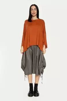 Асимметричная блузка из хлопка Antonia M, коричневый