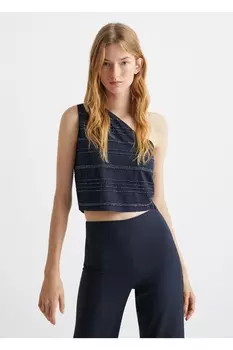 Асимметричная блузка Mango, темно-синий