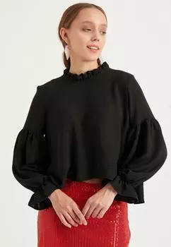 Асимметричная блузка с объемными рукавами Tbn, черный