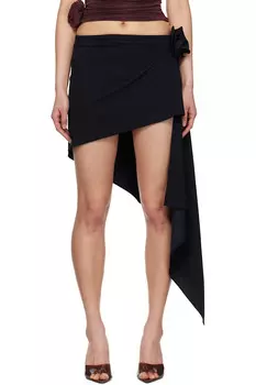 Асимметричная драпированная плавательная мини-юбка Magda Butrym, черный