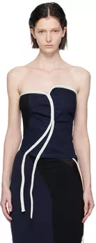 Асимметричная джинсовая майка цвета индиго Ottolinger