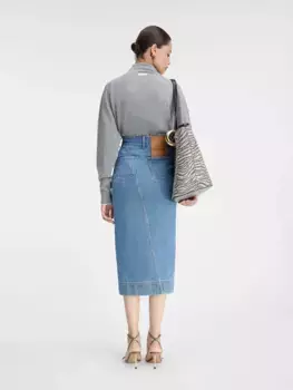 Асимметричная джинсовая юбка La jupe de Ним Jacquemus, синий/табачный