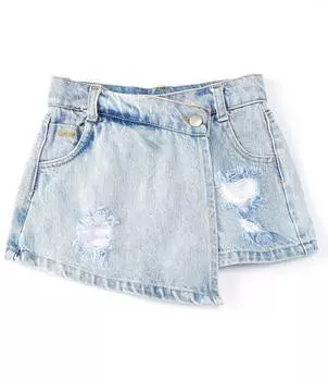 Асимметричная джинсовая юбка с потертостями GB Little Girls 2T-6X, синий