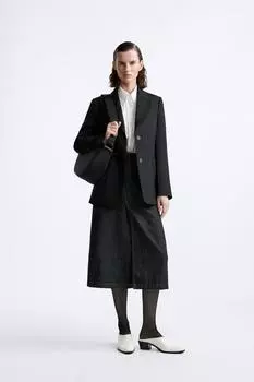 Асимметричная джинсовая юбка x studio nicholson ZARA, черный
