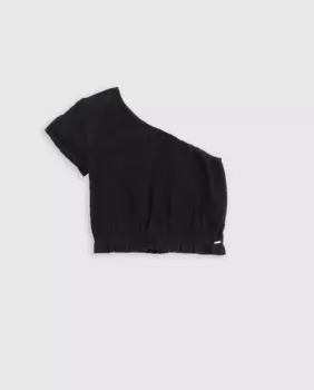 Асимметричная футболка с асимметричным верхом для девочек IKKS, чёрный