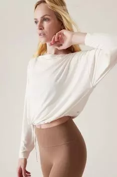 Асимметричная футболка с длинными рукавами и классным дизайном Athleta, белый