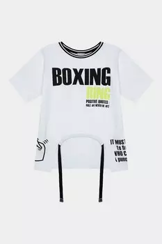 Асимметричная футболка с заниженными рукавами Gulliver, белый