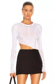 Асимметричная футболка в рубчик Baby SAMI MIRO VINTAGE, белый