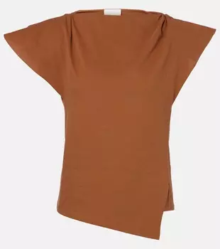 Асимметричная хлопковая футболка Sebani Isabel Marant, Caramel