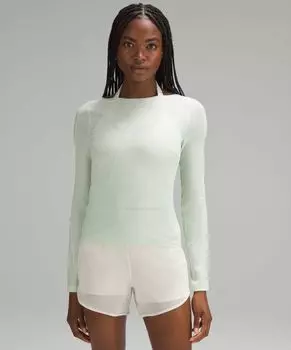 Асимметричная хлопковая рубашка в рубчик с длинными рукавами Lululemon, зеленый