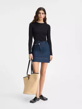 Асимметричная мини-юбка из джинсовой ткани JACQUEMUS The de-Nmes denim mini skirt, цвет Navy/Tabac