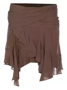 Асимметричная мини-юбка с воланами MARANT TOILE, зеленый