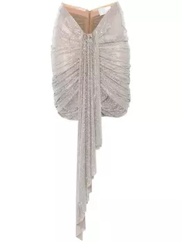 Асимметричная мини-юбка, украшенная кристаллами Giuseppe Di Morabito, серебряный