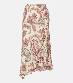 Асимметричная плиссированная миди-юбка с узором пейсли Etro, Stampa F.Do Bianco