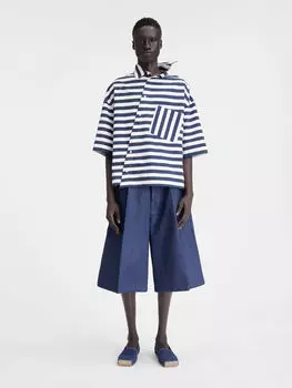 Асимметричная полосатая рубашка JACQUEMUS The Pablo short-sleeve shirt, цвет Print White & Blue Stripes