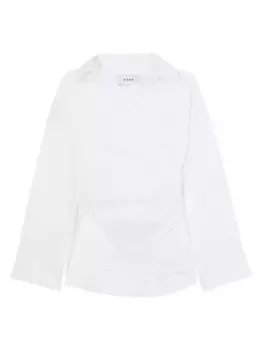 Асимметричная рубашка из поплина с запахом Rhe, белый