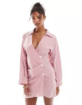 Асимметричная рубашка с запахом и пуговицами спереди в полоску ASOS DESIGN