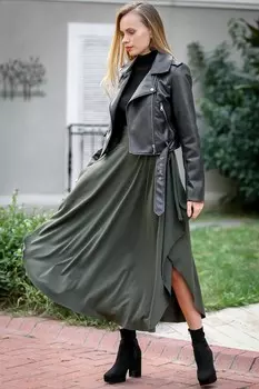 Асимметричная свободная юбка Chiccy, хаки