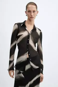 Асимметричная юбка Allegra с узором Mango, черный