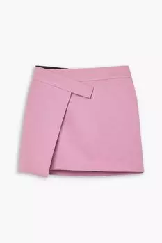 Асимметричная юбка Cloe из твила с запахом и смесовой шерстью THE ATTICO, розовый