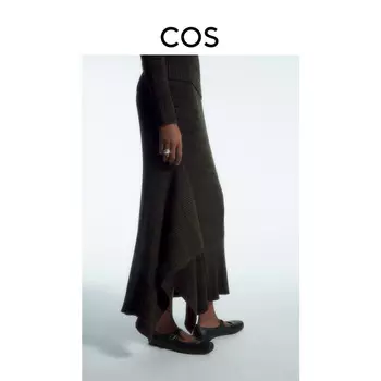 Асимметричная юбка Cos из смесовой шерсти, черный/зеленый
