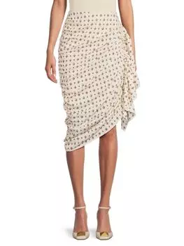 Асимметричная юбка Felicity с цветочным принтом Rhode, слоновая кость
