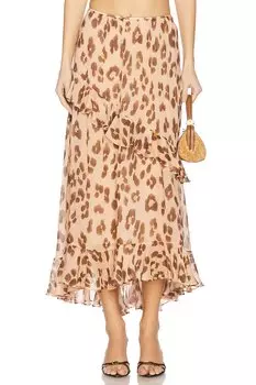 Асимметричная юбка Illuminate Zimmermann, peach leopard