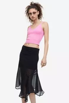 Асимметричная юбка из крепа H&M, черный