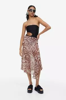 Асимметричная юбка из крепа H&M, темно-коричневый/зебра
