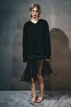 Асимметричная юбка из тюля ZARA, черный