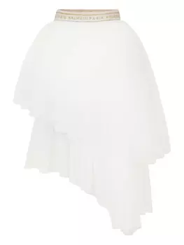 Асимметричная юбка миди Balmain Kids, белый