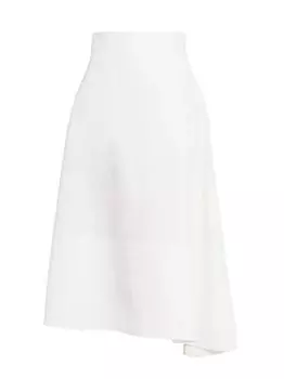 Асимметричная юбка миди из льна с покрытием Jil Sander, белый