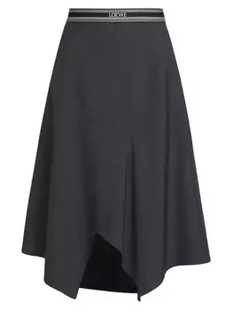 Асимметричная юбка-миди из смесовой шерсти Loewe, цвет anthracite melange