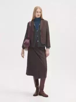 Асимметричная юбка миди в клетку Nice Things, коричневый