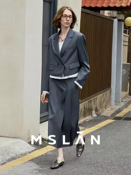 Асимметричная юбка Mslan с высокой талией для женщин, сажа