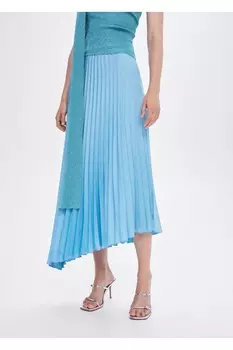 Асимметричная юбка плиссе Mango, синий