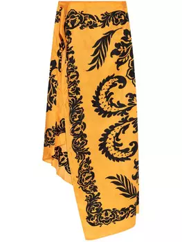 Асимметричная юбка с цветочным принтом ETRO, оранжевый