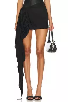 Асимметричная юбка с драпировкой спереди David Koma, black