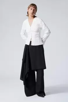 Асимметричная юбка с запахом Рамона из смесового льна Weekday, черный