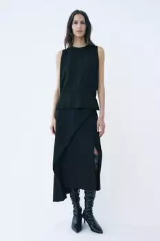 Асимметричная юбка ZARA, черный