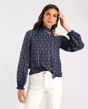 Асимметричная женская блузка с длинными рукавами The-Are, серебрянный