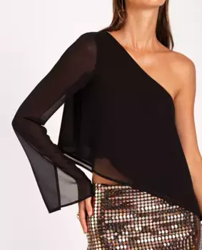 Асимметричная женская блузка с клешем The-Are, черный