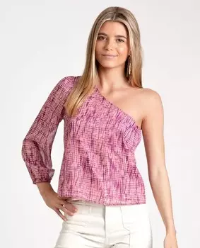 Асимметричная женская блузка с рукавом The-Are, розовый