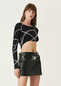 Асимметричное боди черного цвета с цепочкой Versace Jeans Couture