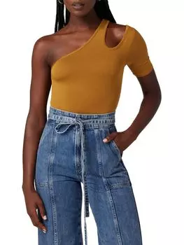 Асимметричное боди с короткими рукавами Hudson, цвет Desert Sand