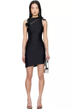 Асимметричное цветочное мини-платье Coperni, черный