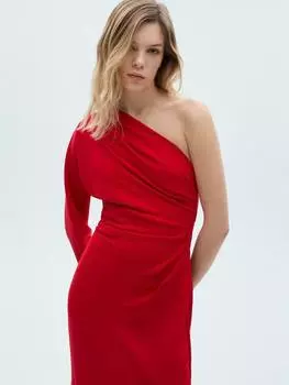 Асимметричное драпированное платье teo Mango, красный