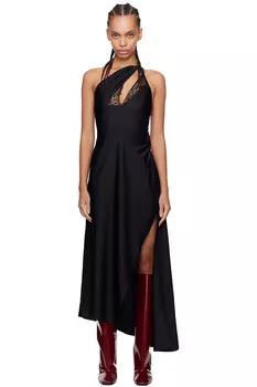 Асимметричное миди-платье Coperni, черный